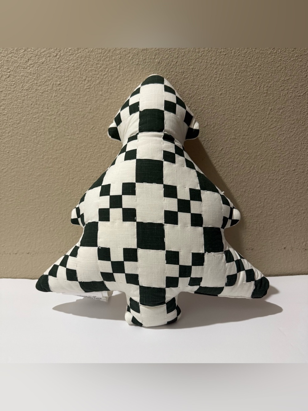NEW Threshold Green and White Checkered Tree Shaped Pillow